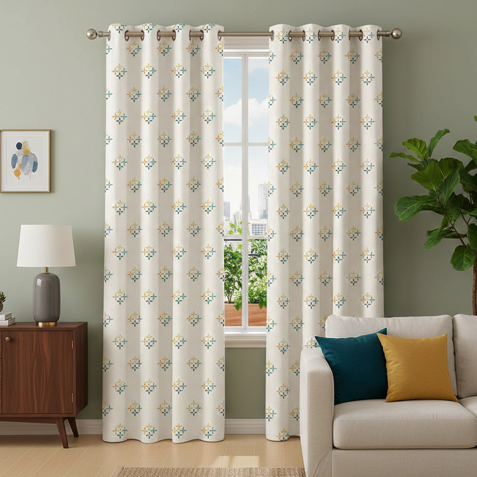100% Cotton Curtains for Living Room, Bedroom curtains - Pack of 1 curtain