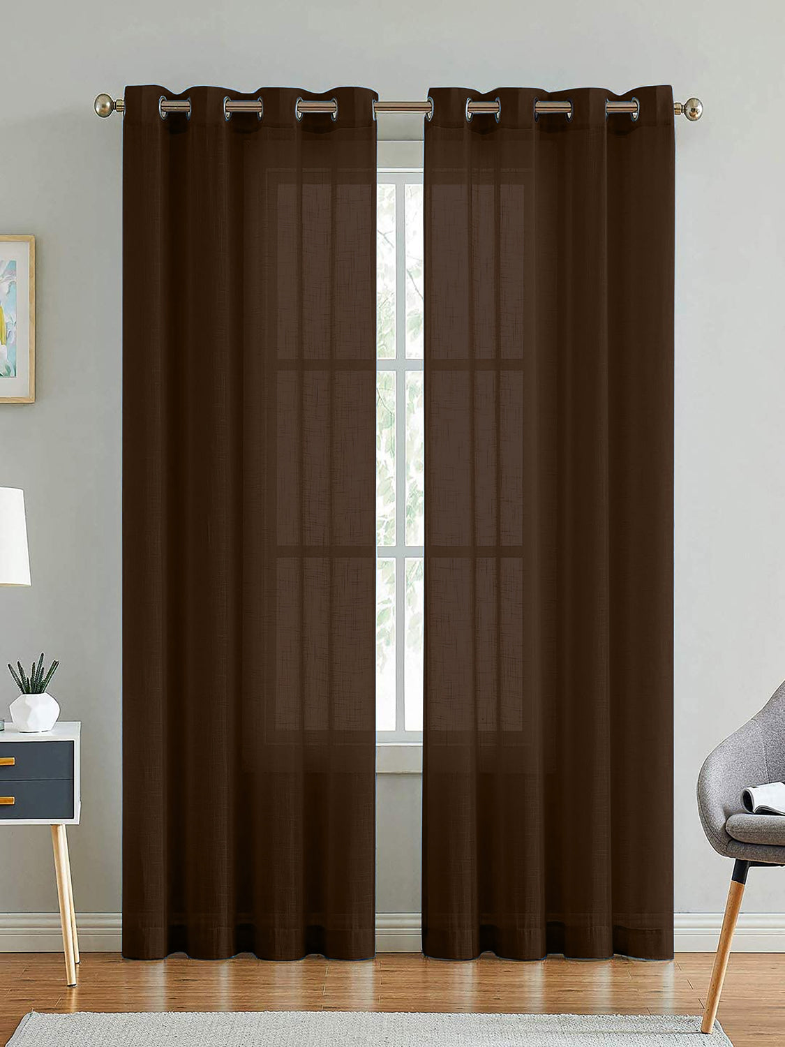 linen sheer brown curtains