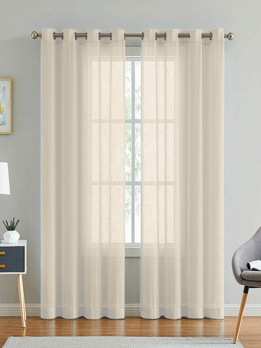 linen sheer cream curtain