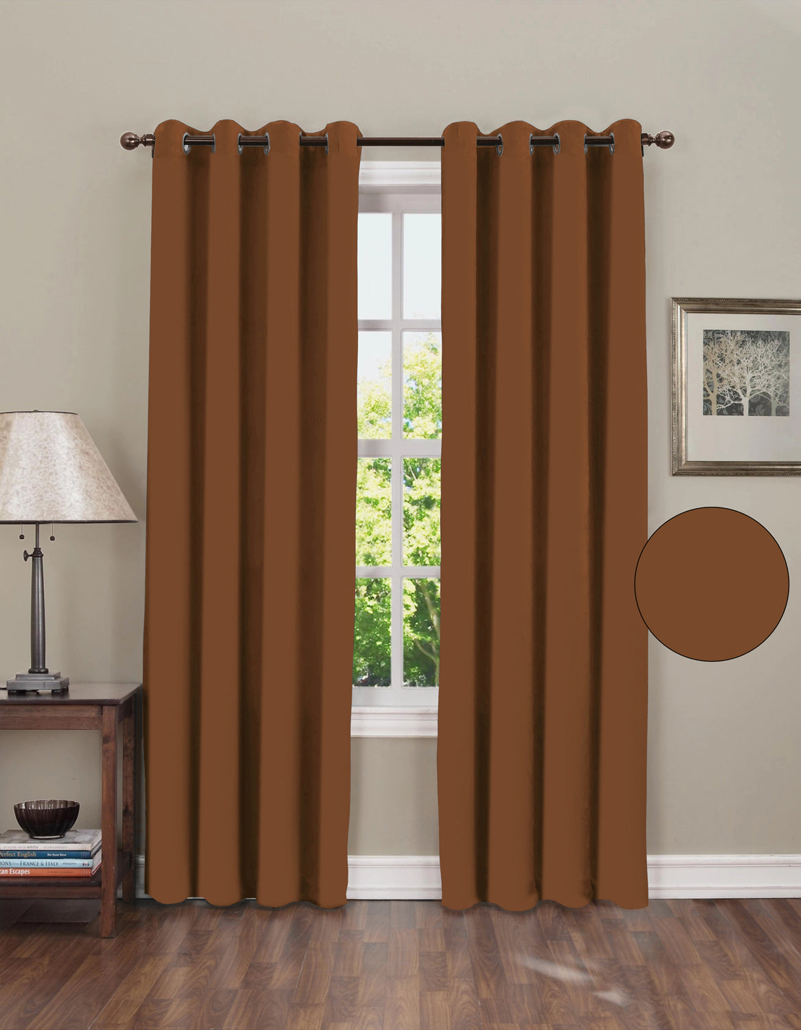 blackout plain curtain caramel brown