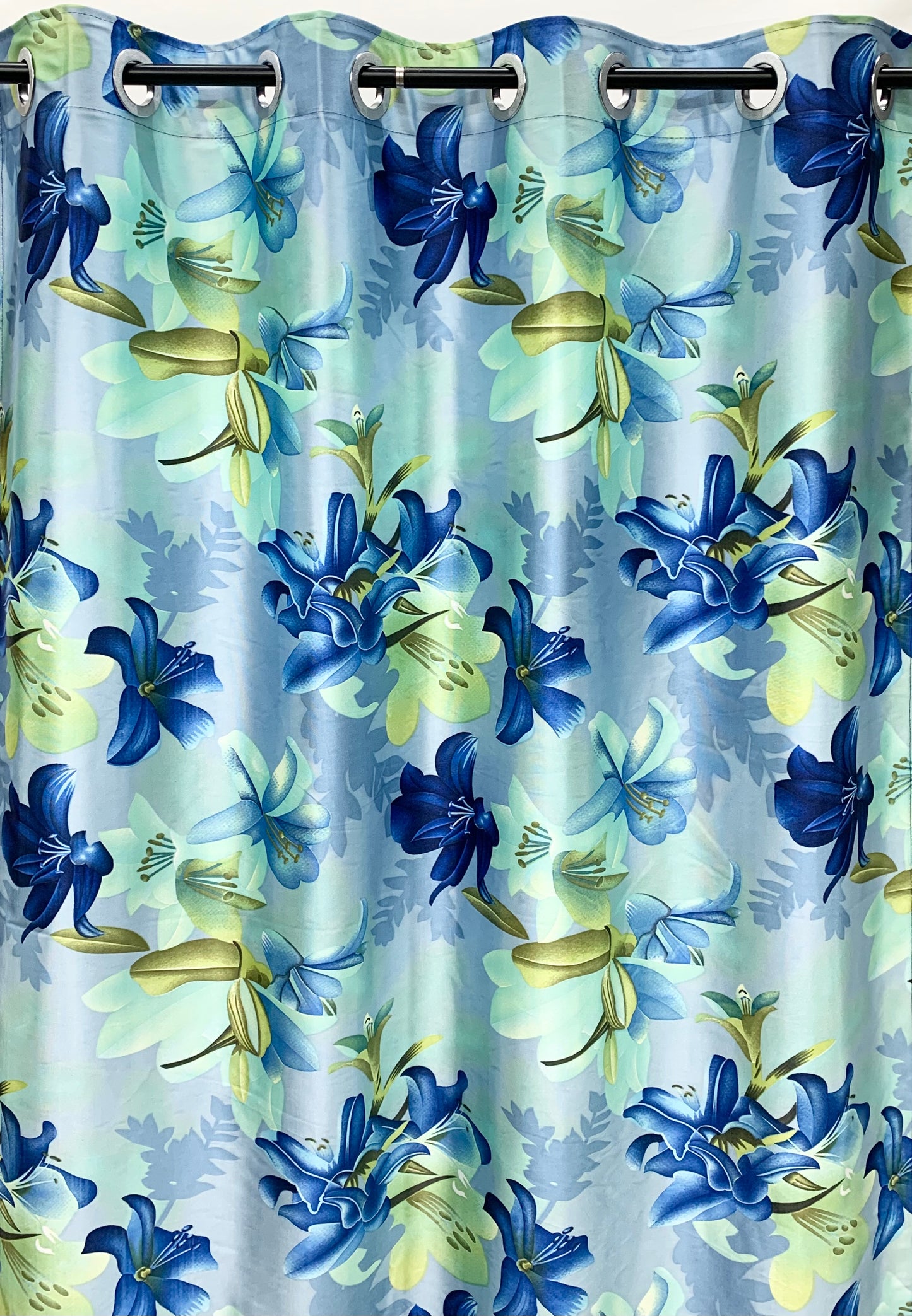 Swiss Orchid Printed Curtain - Blue - PARDEWALE.in