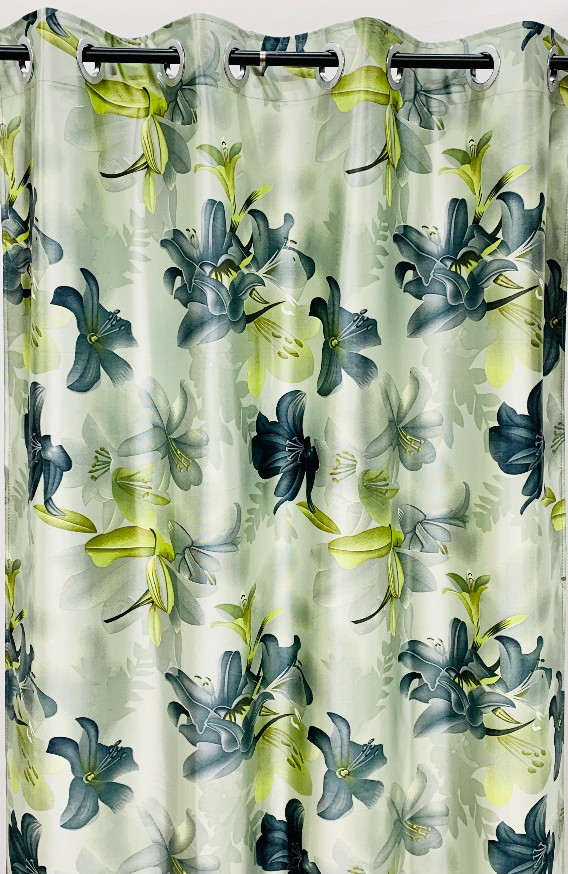 Swiss Orchid Printed Curtain - Grey - PARDEWALE.in