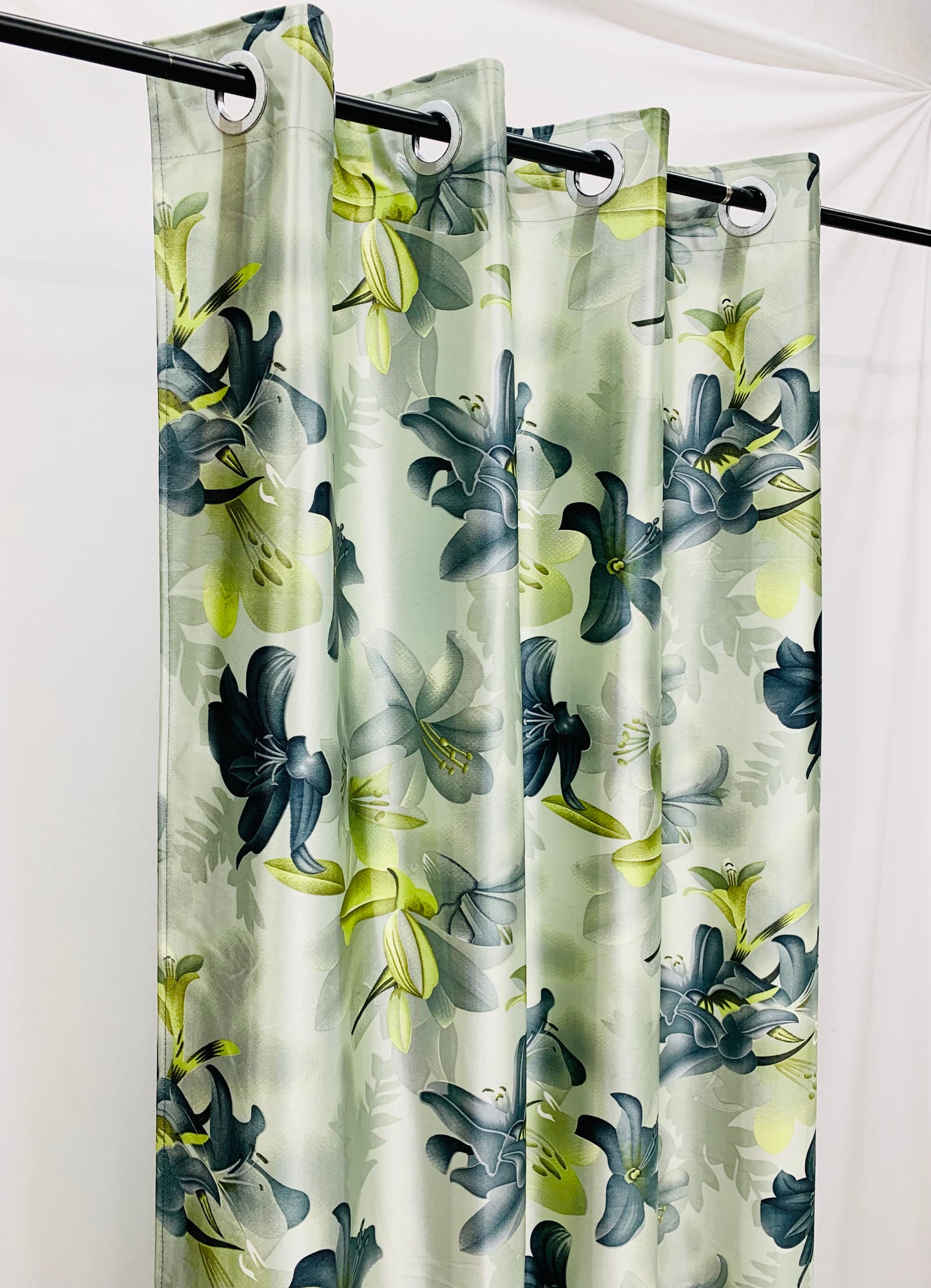 Swiss Orchid Printed Curtain - Grey - PARDEWALE.in