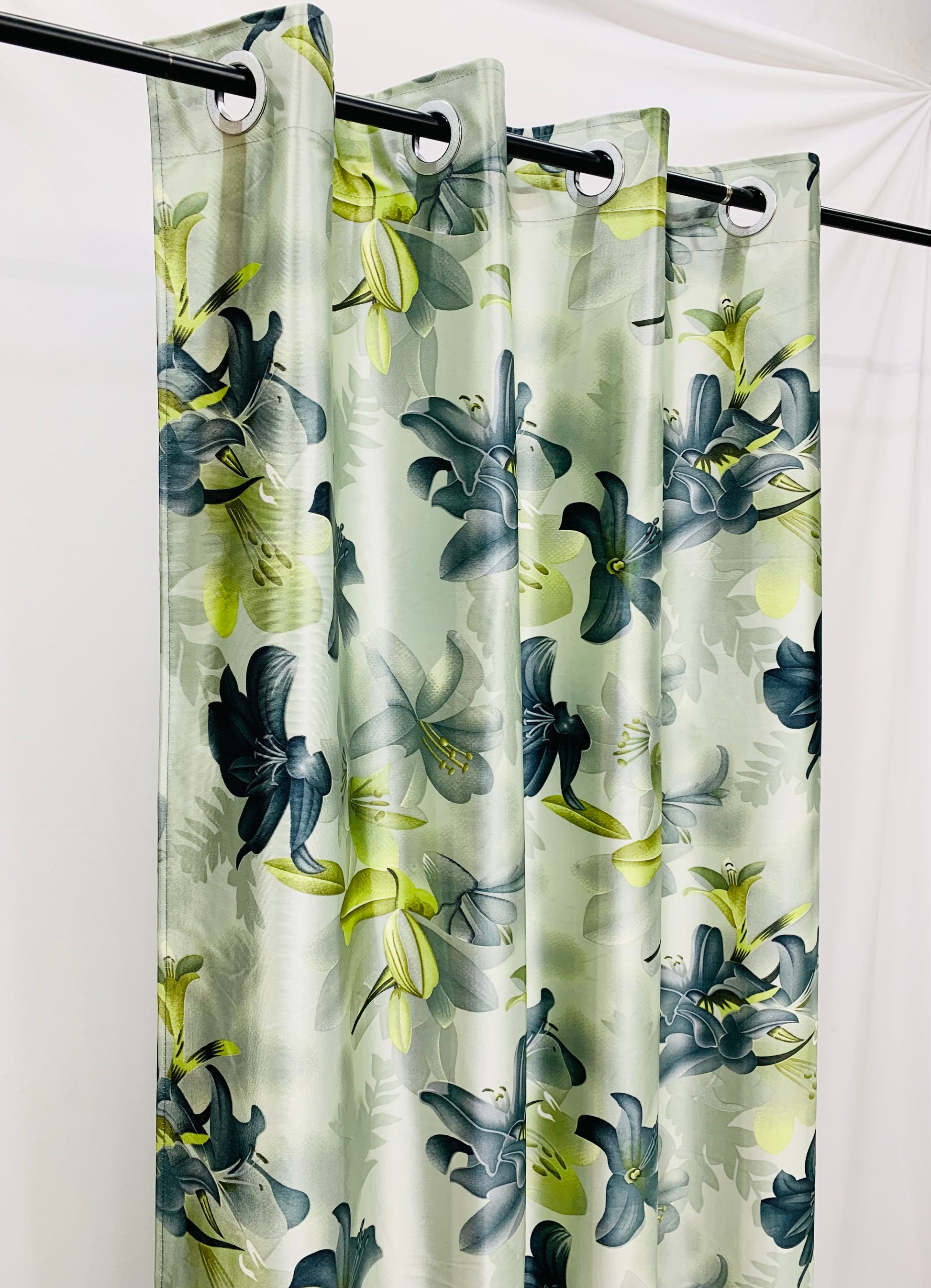 Swiss Orchid Printed Curtain - Grey - PARDEWALE.in