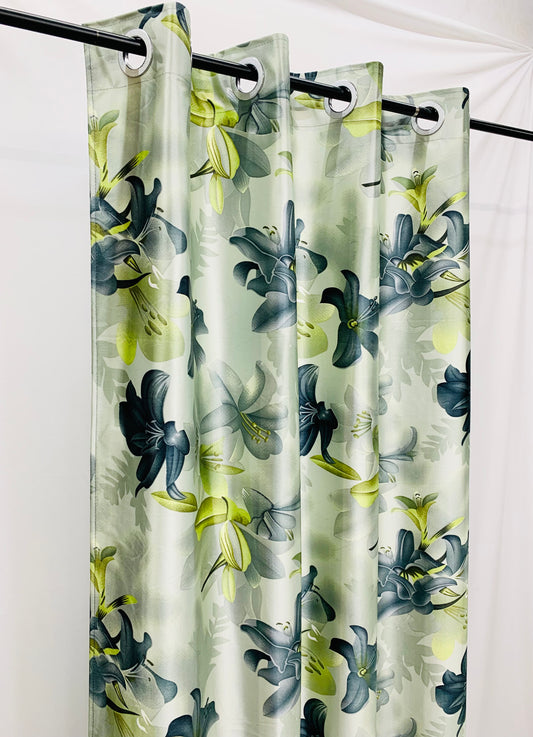 Swiss Orchid Printed Curtain - Grey - PARDEWALE.in