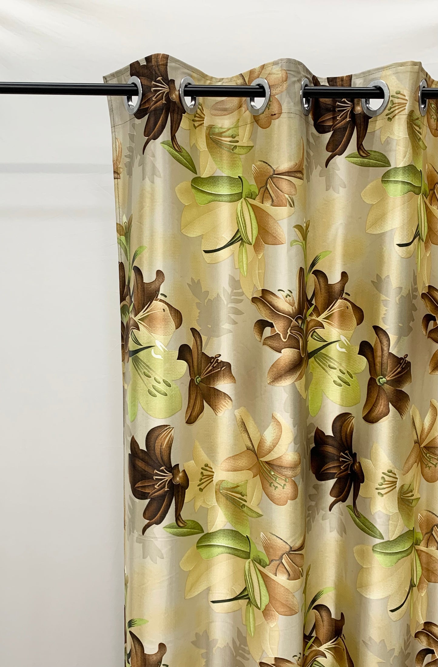 Swiss Orchid Printed Curtain - Coffee - PARDEWALE.in