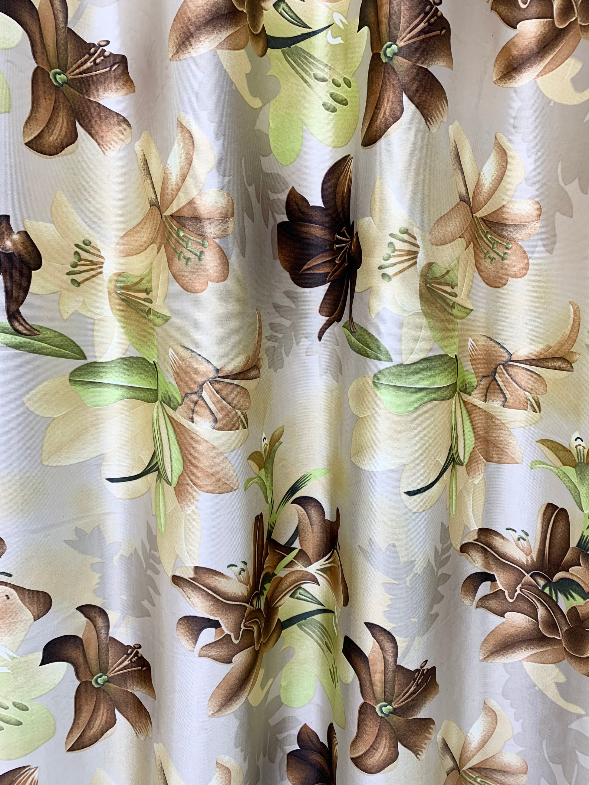 Swiss Orchid Printed Curtain - Coffee - PARDEWALE.in