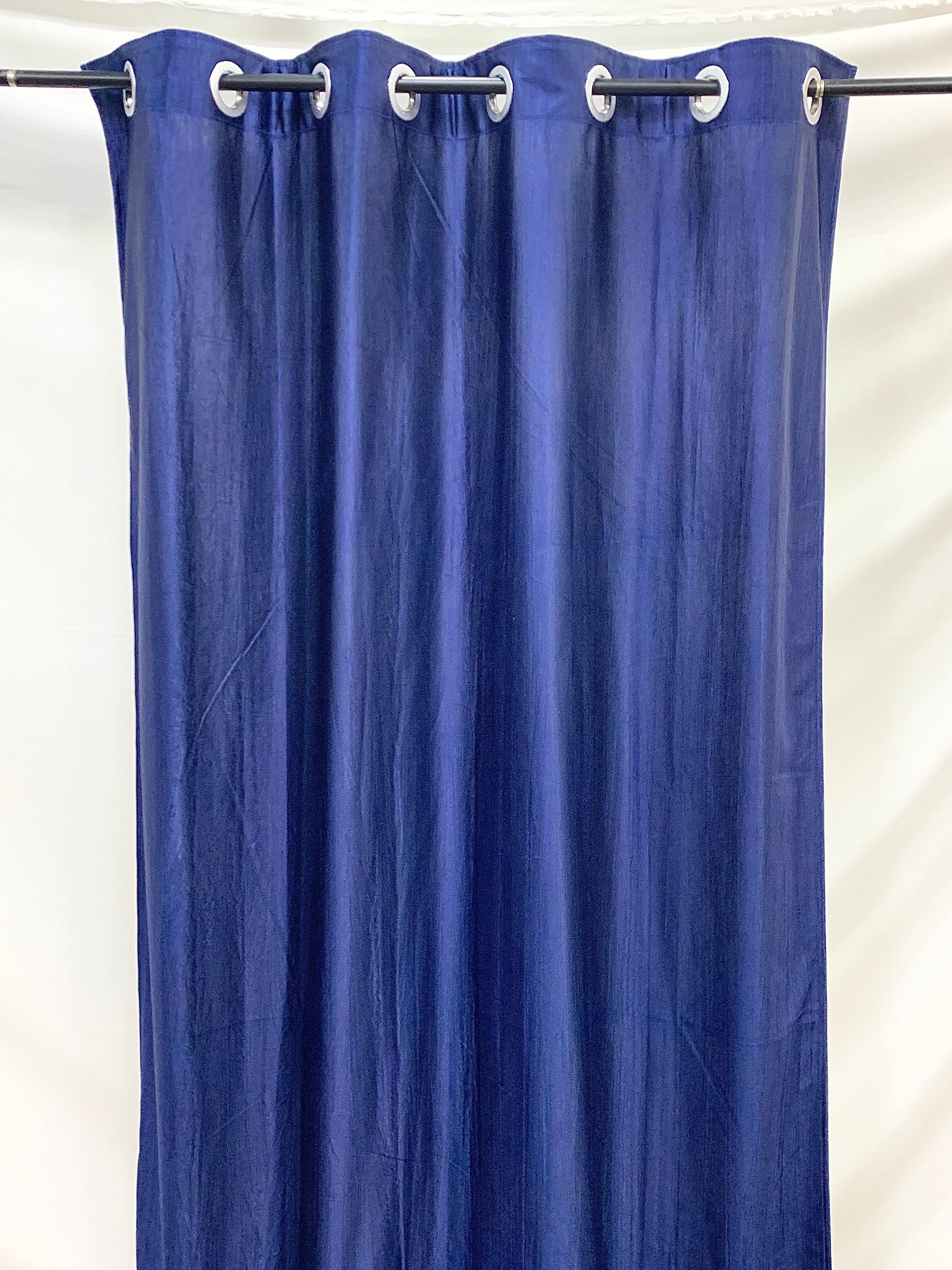 Long Crush Plain Curtain - Navy Blue - PARDEWALE.in