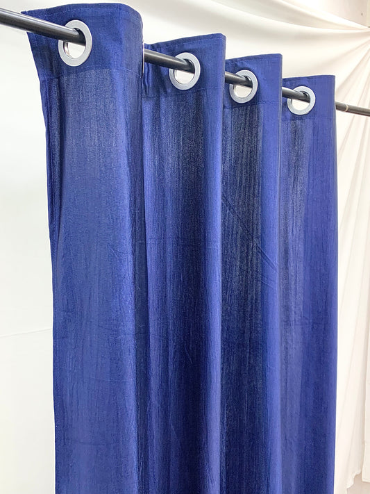 Long Crush Plain Curtain - Navy Blue - PARDEWALE.in