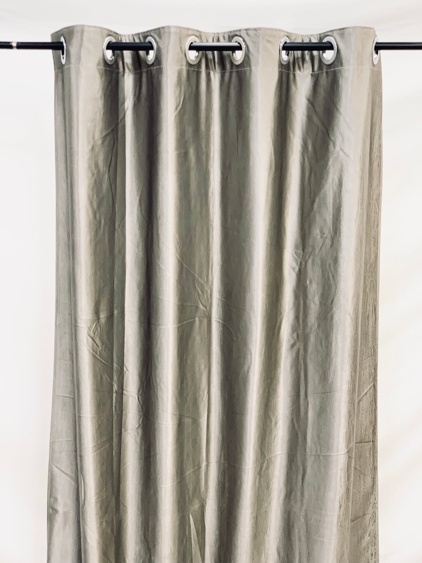 Long Crush Plain Curtain - Grey - PARDEWALE.in