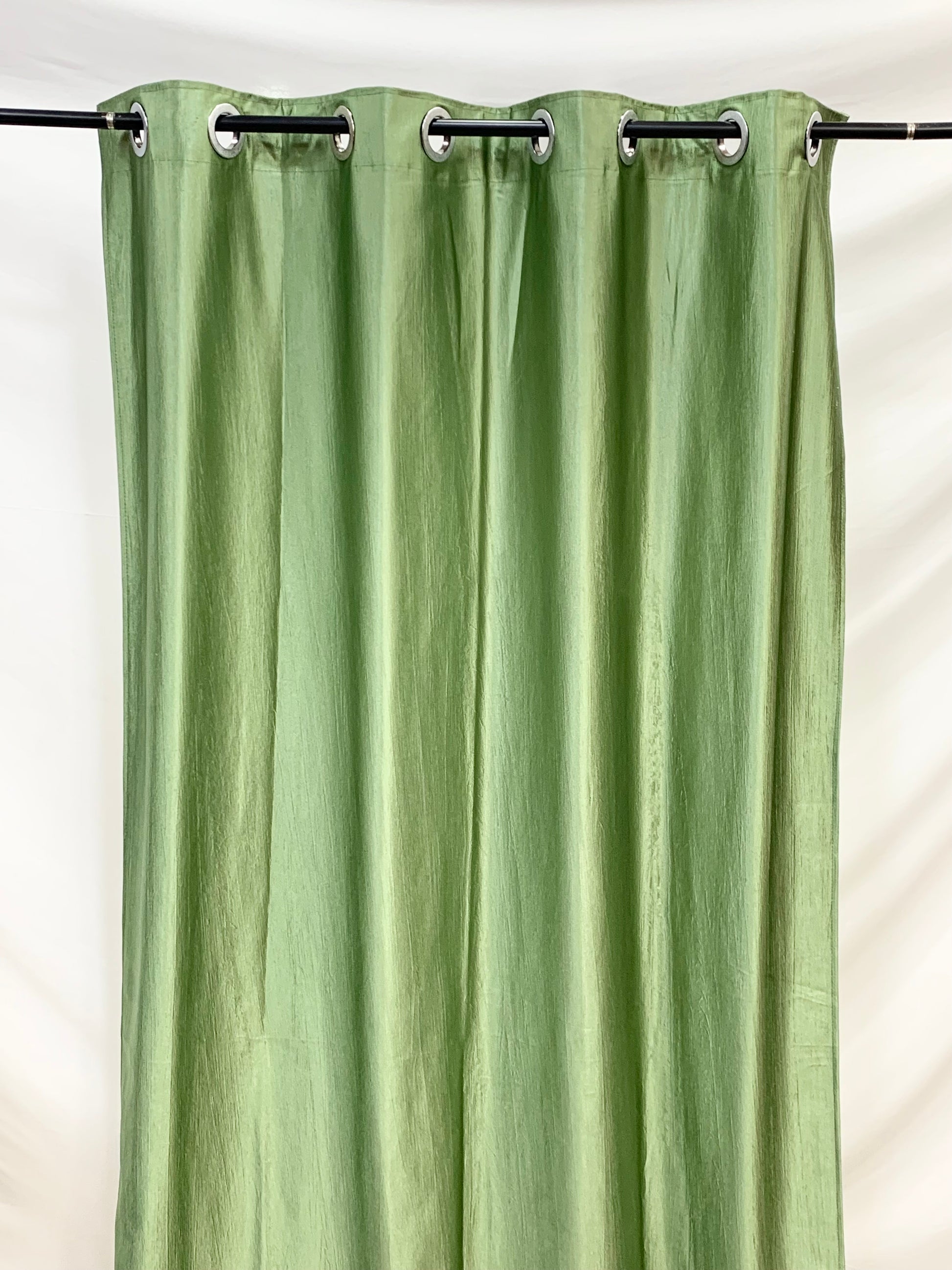 Long Crush Plain Curtain - Green - PARDEWALE.in