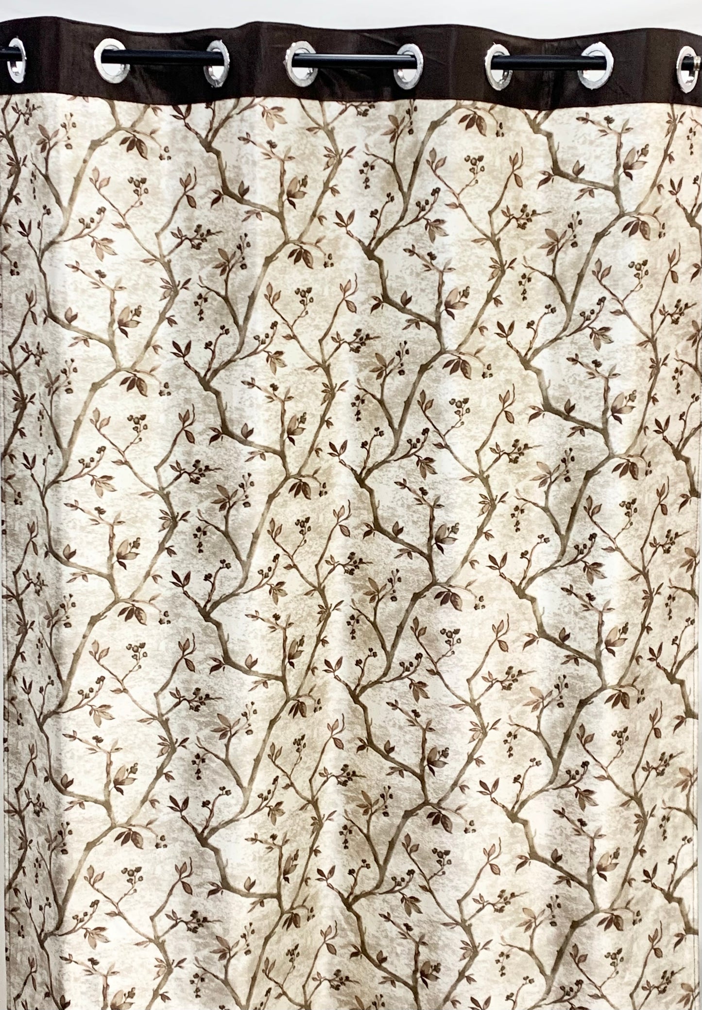 Swiss Printed leaflets Curtain - Coffee - PARDEWALE.in