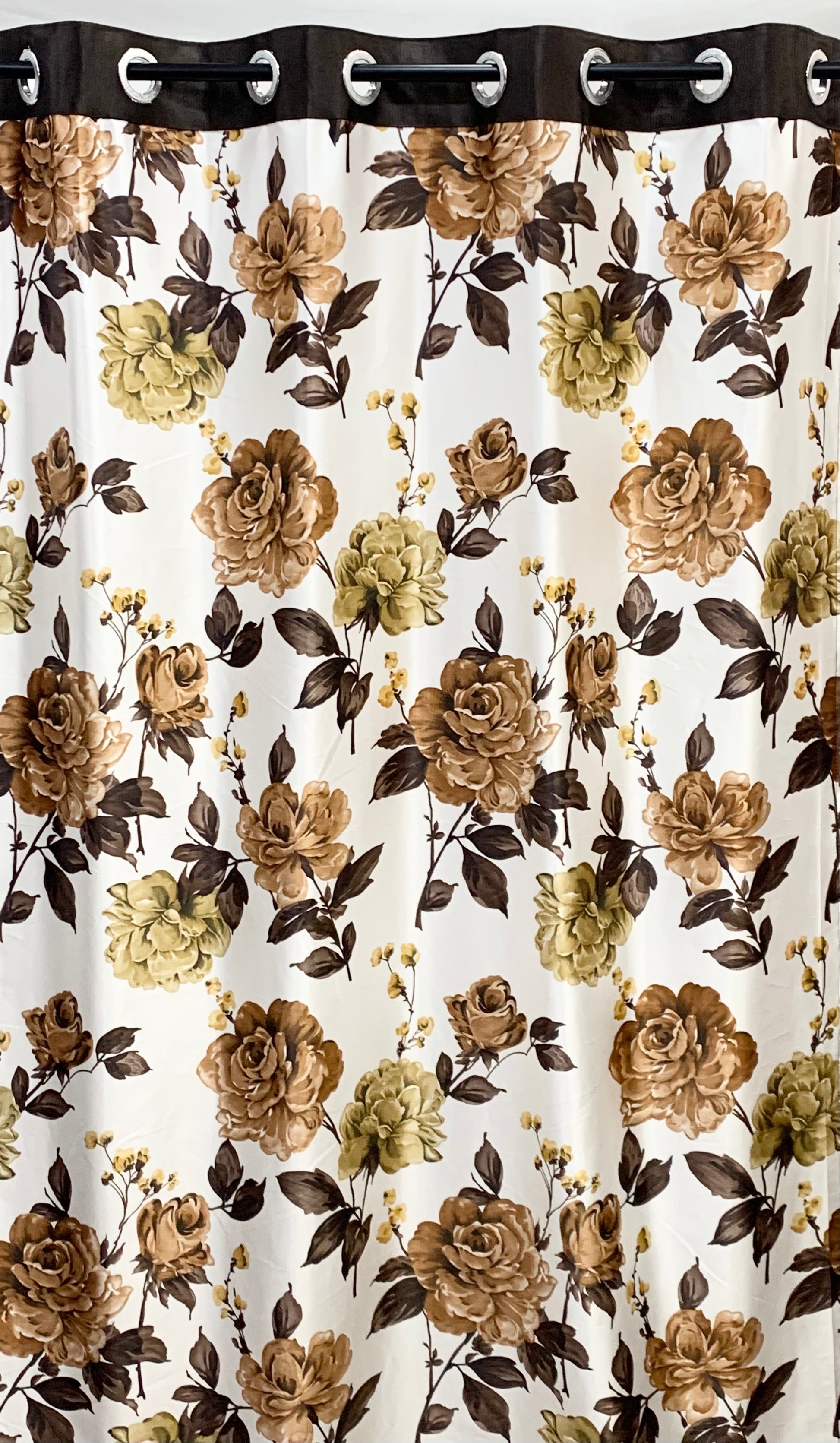 Swiss Magnolia Printed Curtain - Coffee - PARDEWALE.in