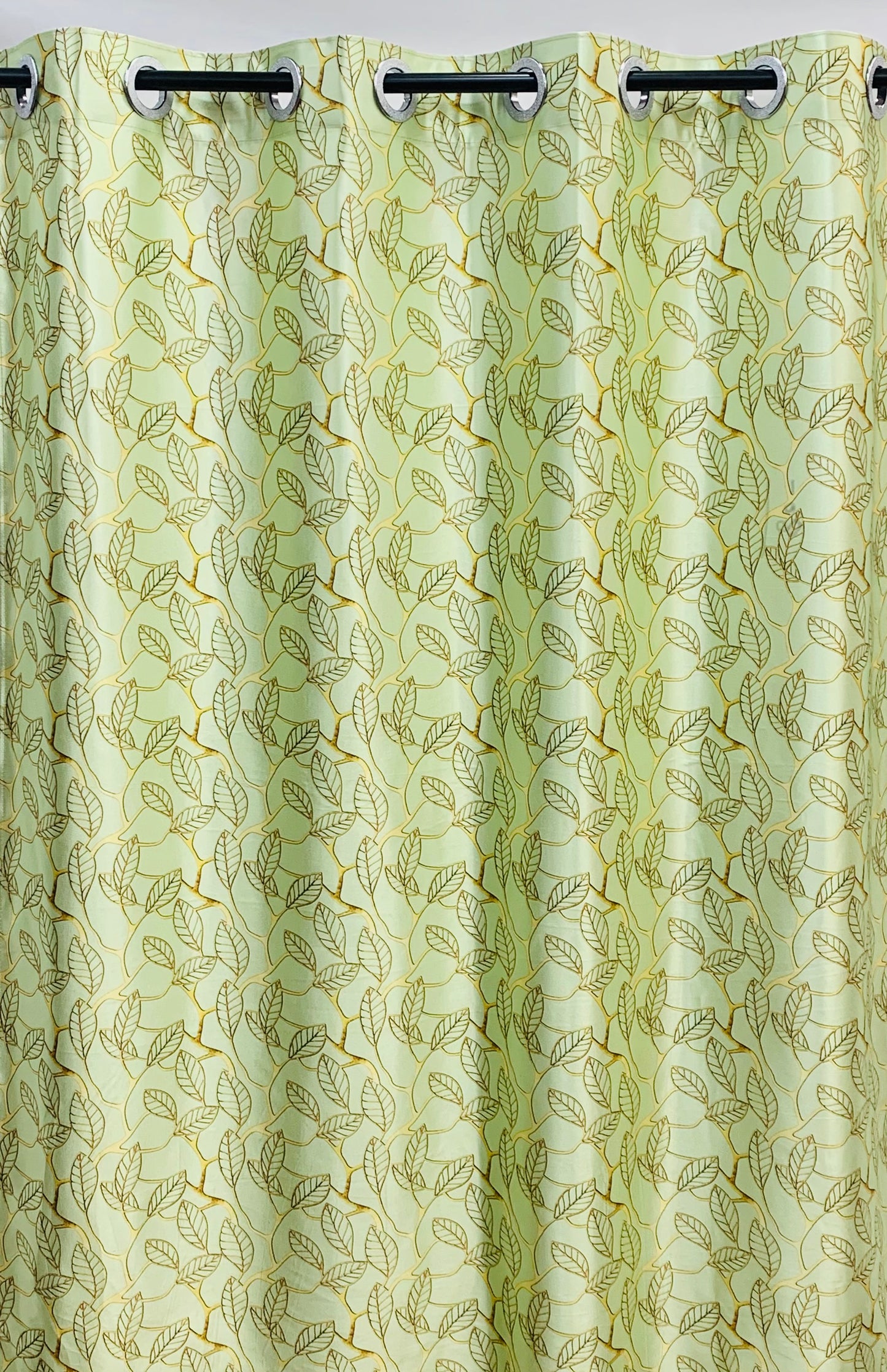 Leaves Print Curtain - Pastel Green - PARDEWALE.in