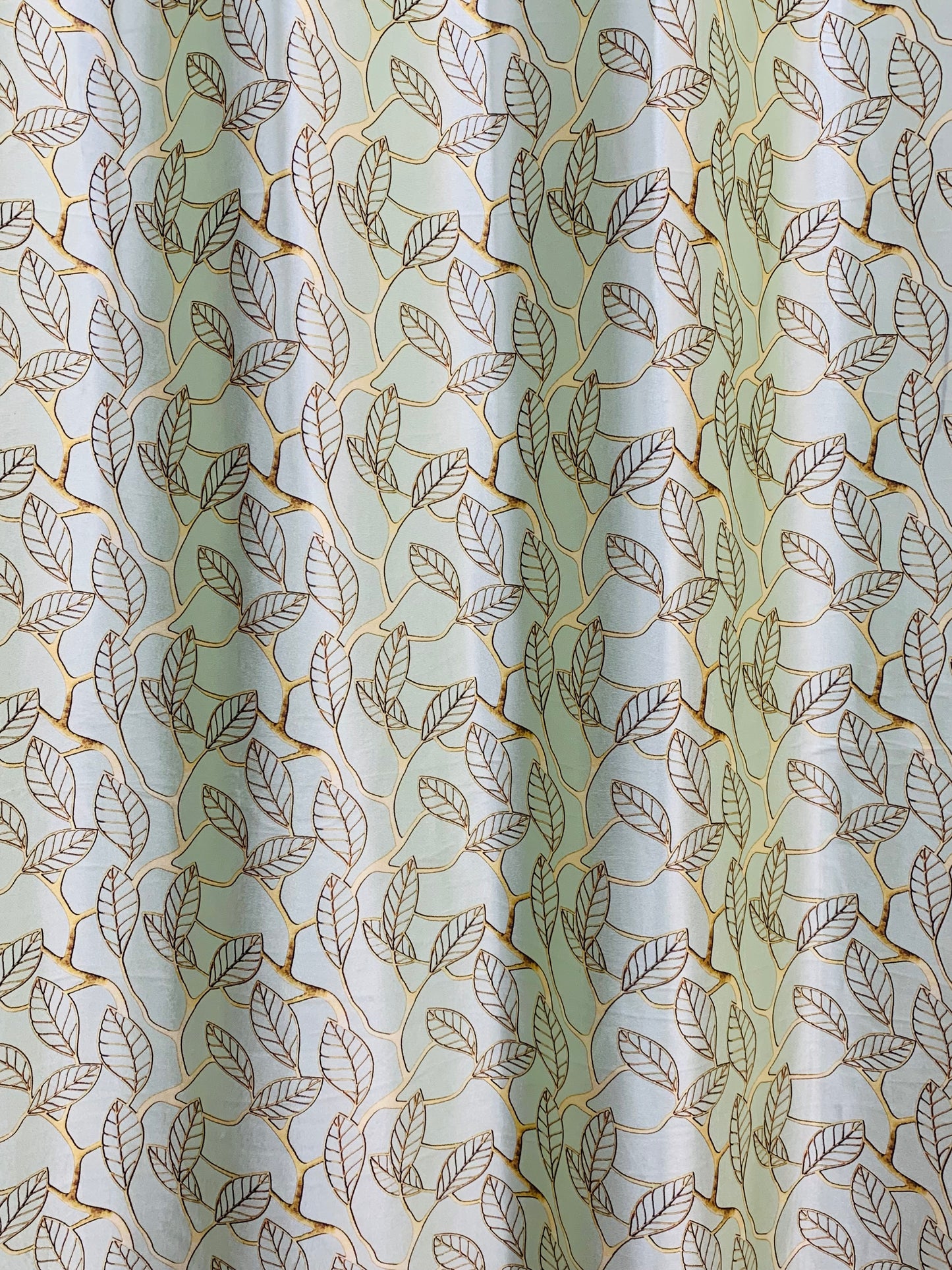 Leaves Print Curtain - Pastel Green - PARDEWALE.in