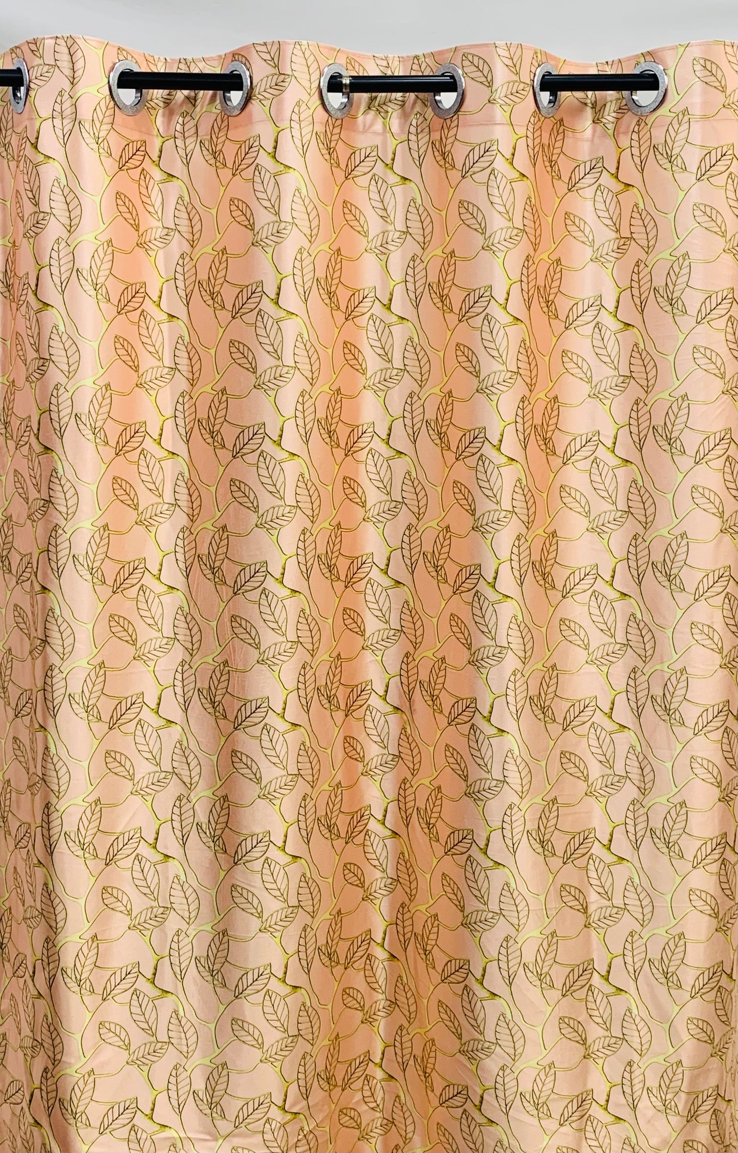 Leaves Print Curtain - Pastel Orange - PARDEWALE.in
