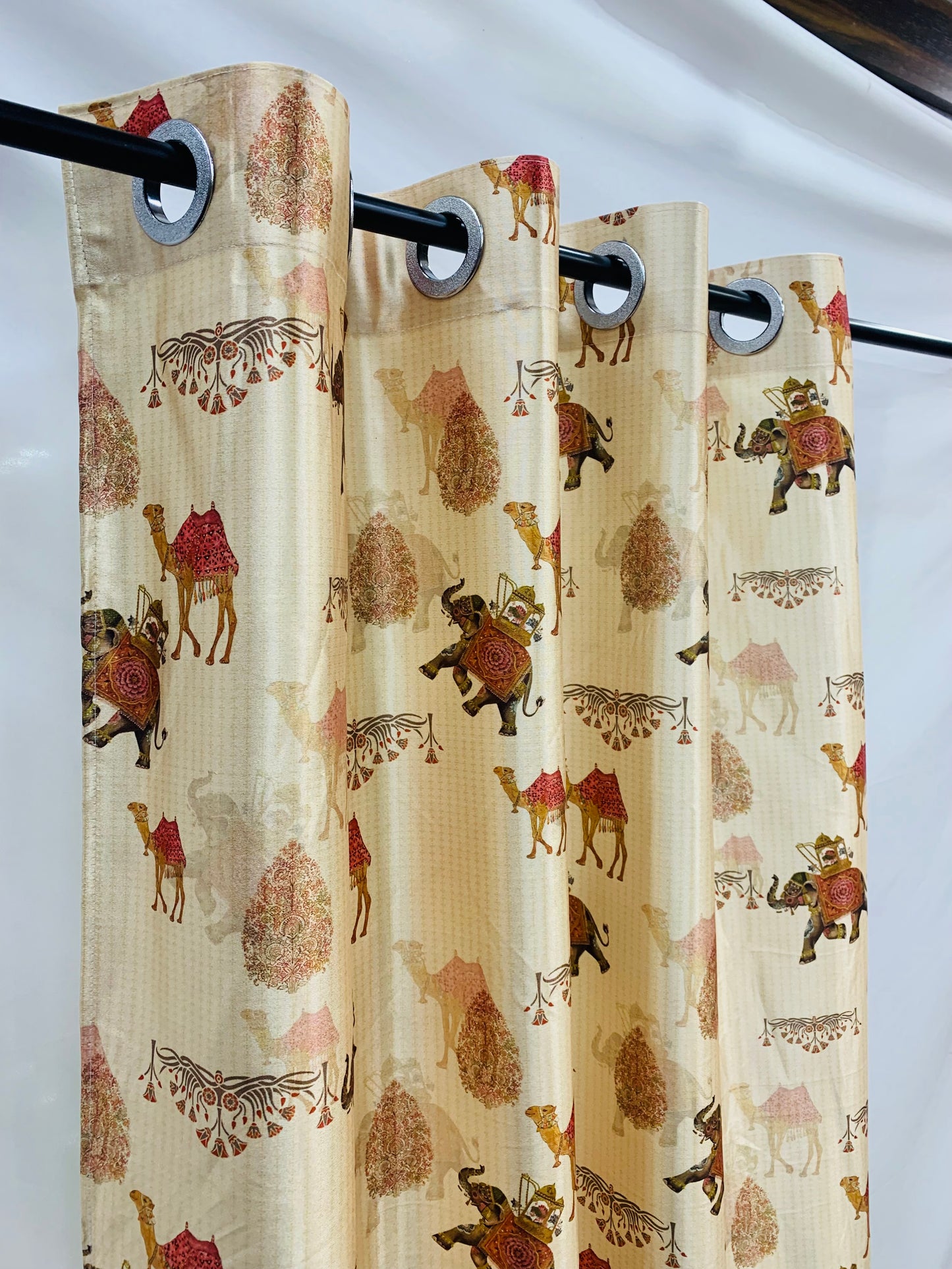 Traditional Print Pastel Cream Curtain