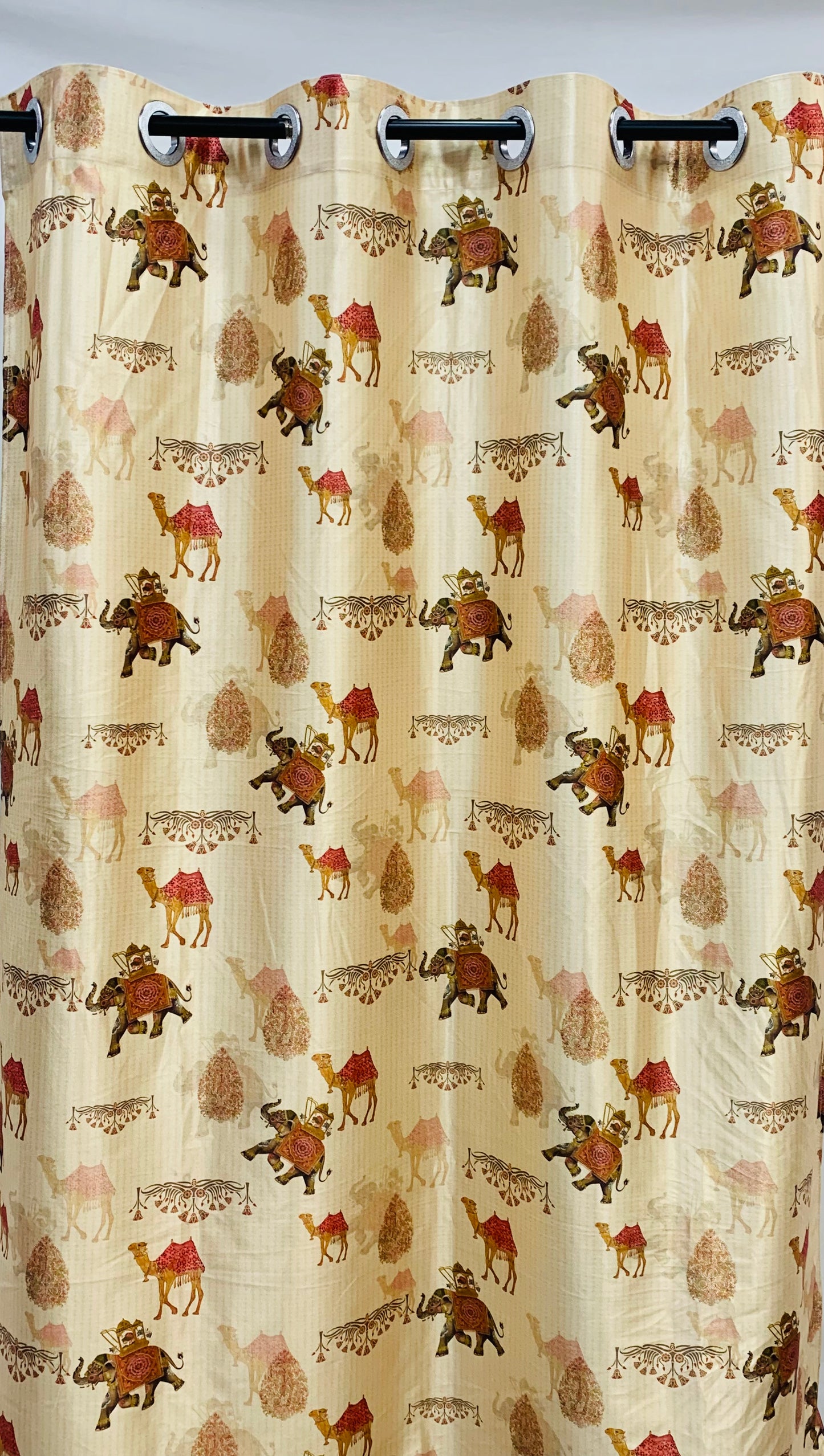 Traditional Print Pastel Cream Curtain