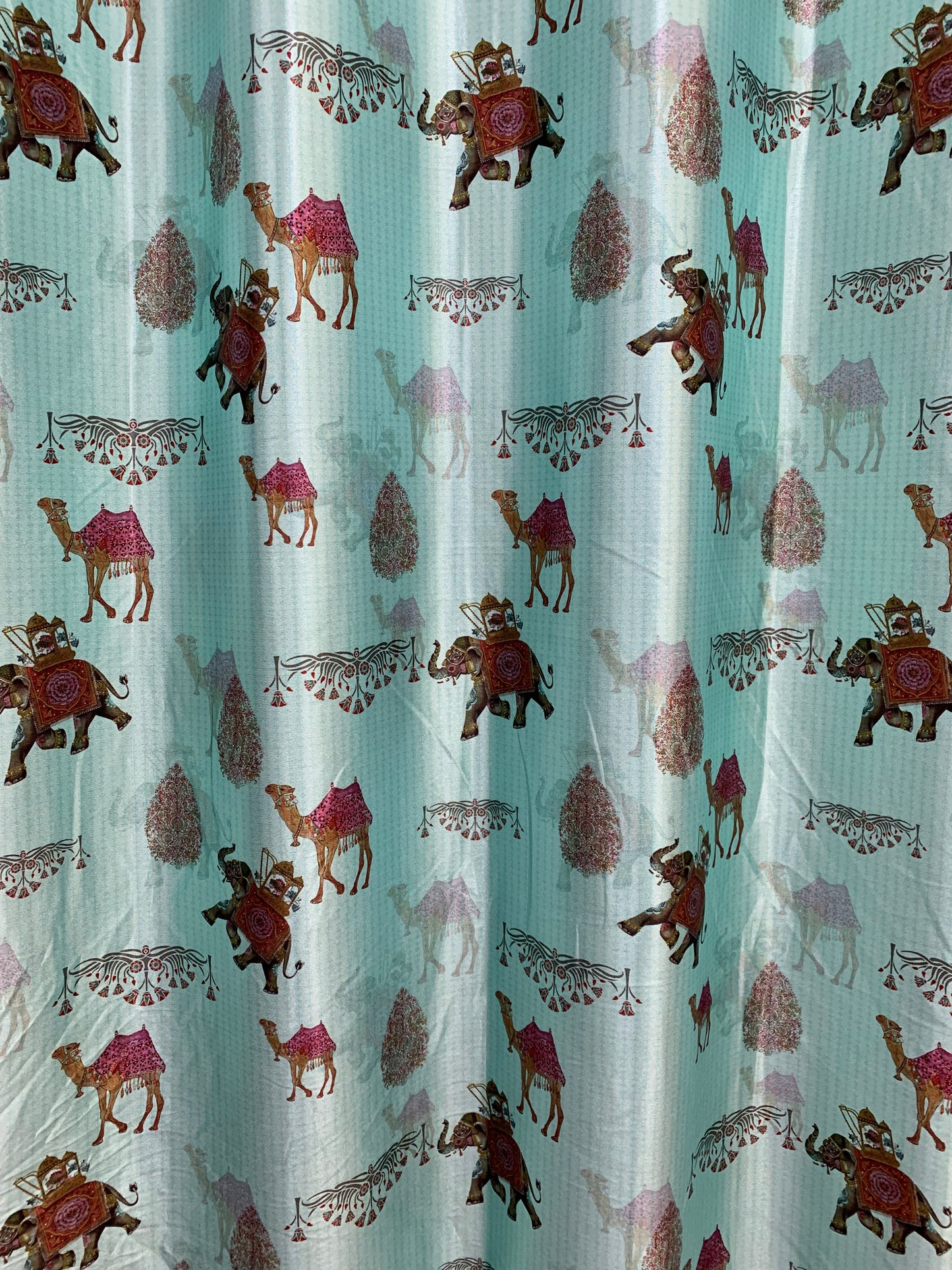 Traditional Print Curtain - Pastel Ocean Green - PARDEWALE.in