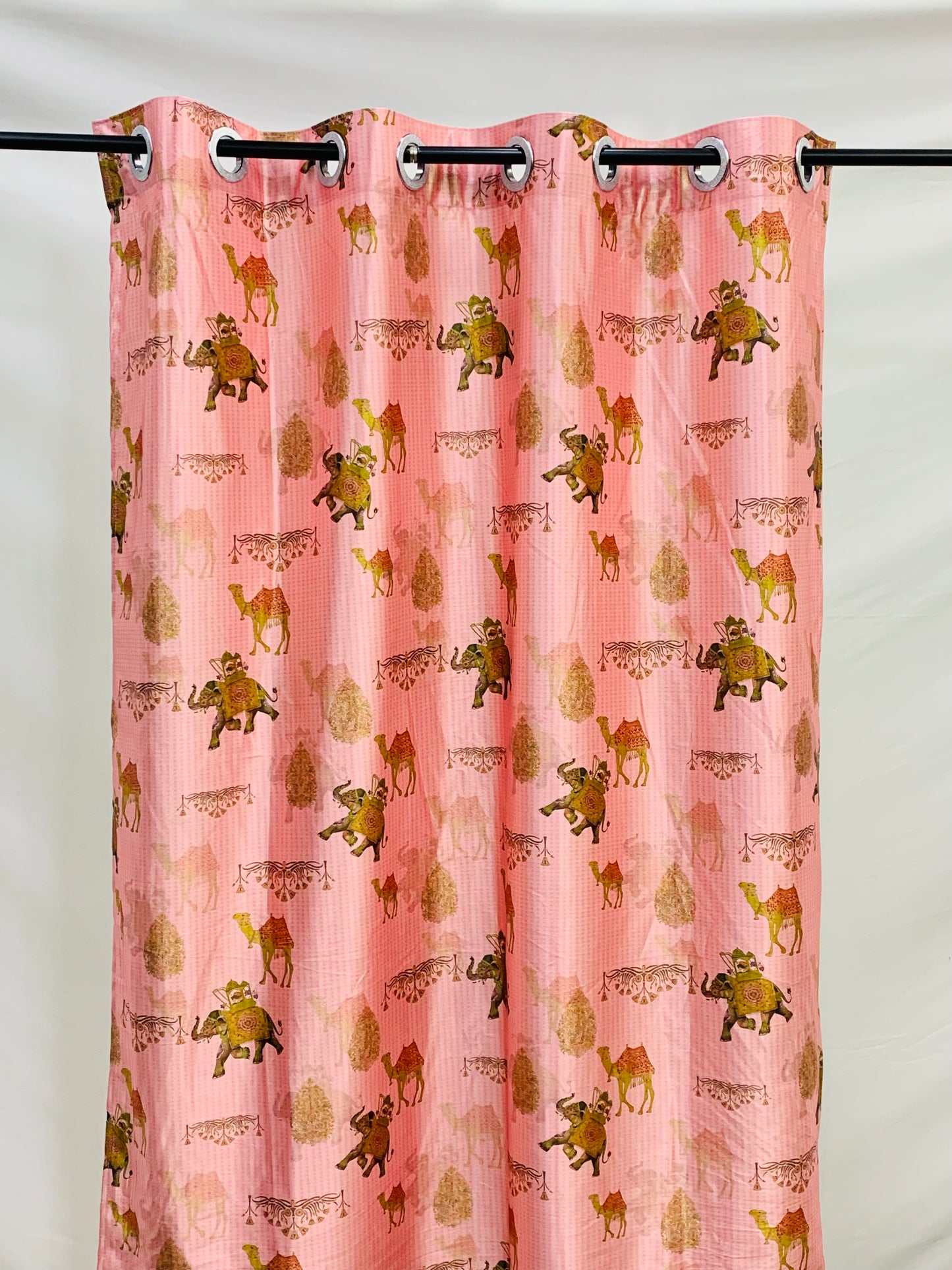 Traditional Print Curtain - Pastel Pink - PARDEWALE.in