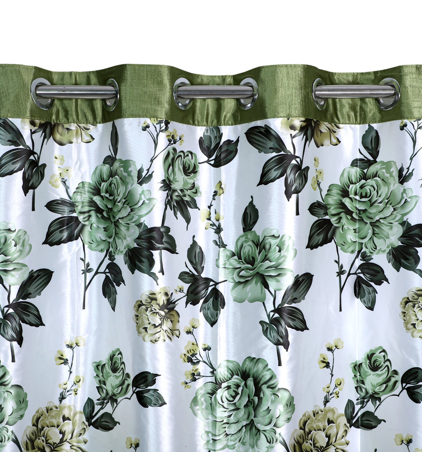 swiss magnolia printed curtain green