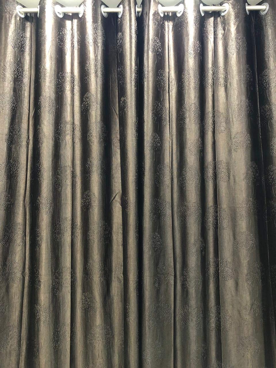 Tree Emboss Design Curtain - Grey - PARDEWALE.in