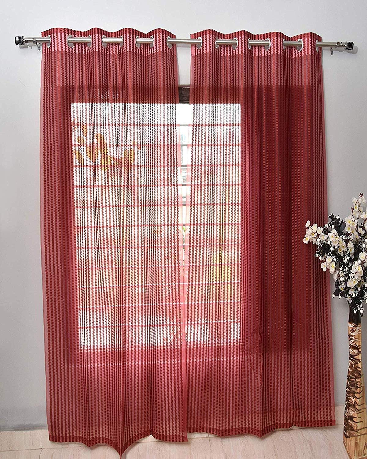 Sheer Net (Tissue) - Maroon - PARDEWALE.in