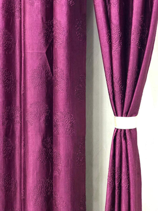 Tree Emboss Design Curtain - Wine - PARDEWALE.in