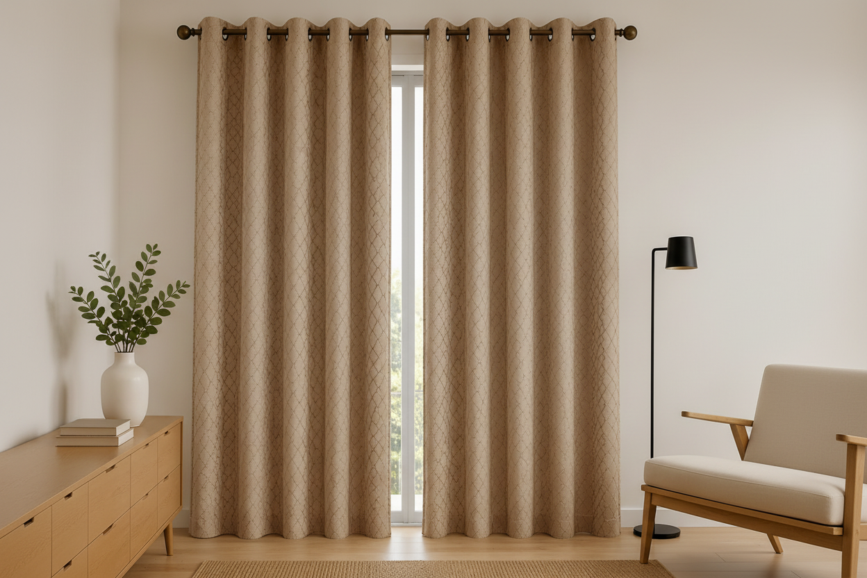 Textured Curtain - Premiun Quality - Light Brown - Pack of 1