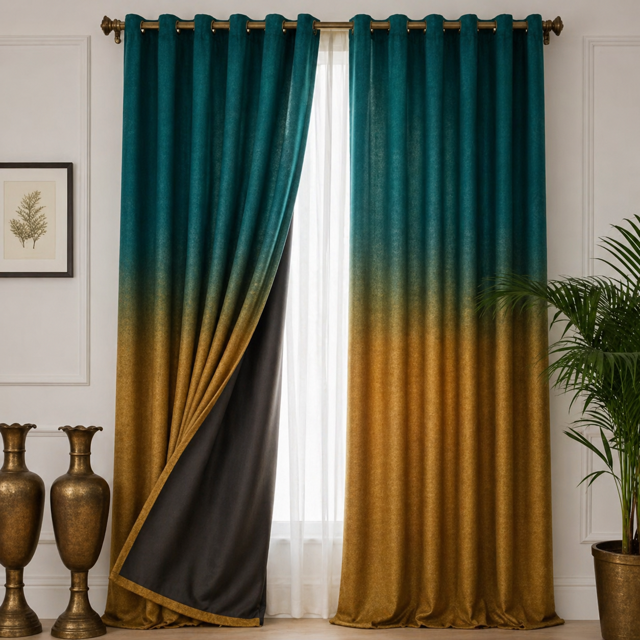 Cotton - Room Darkening Plain Curtains - Pack of 1 Curtain