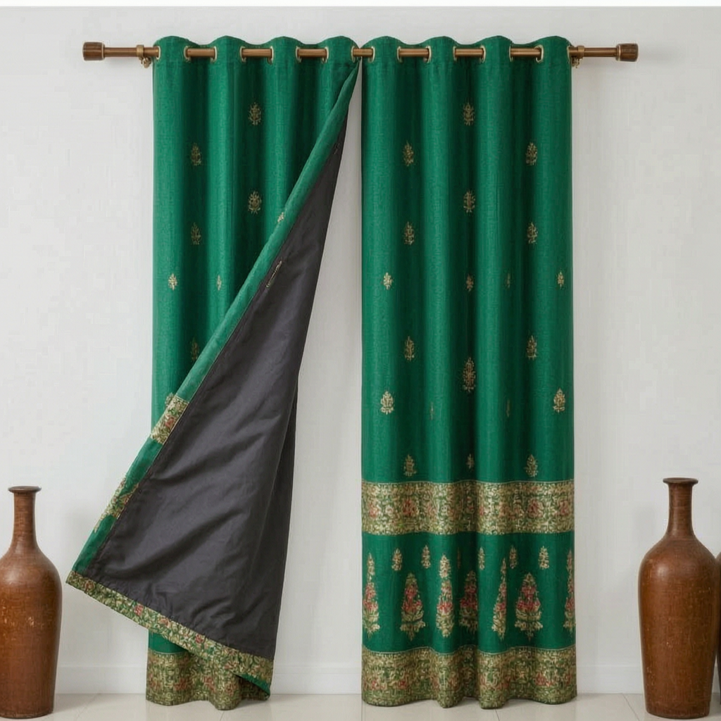 Cotton - Room darkening Floral curtains - Pack of 1 Curtain