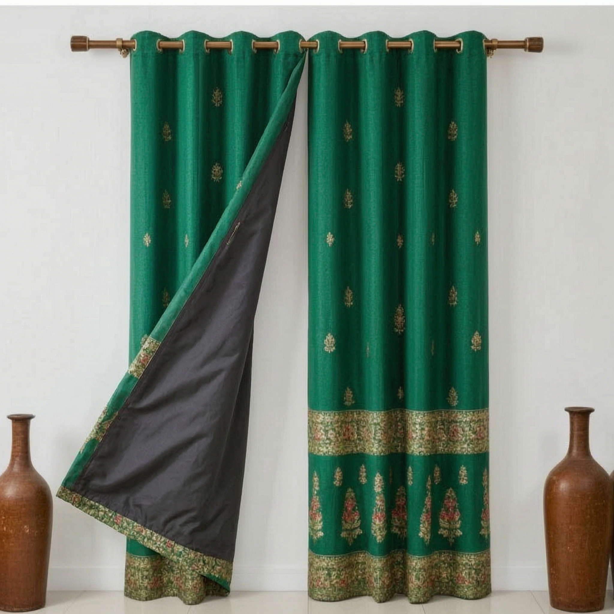 Cotton - Room darkening Floral curtains - Pack of 1 Curtain