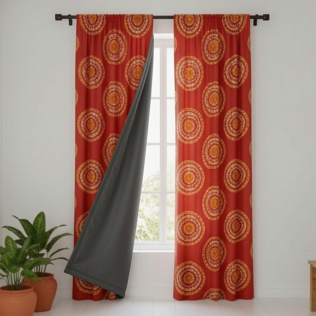 Cotton Light - Bhandani Cirlces - Semi-Blackout Curtains - Pack of 1 Curtain