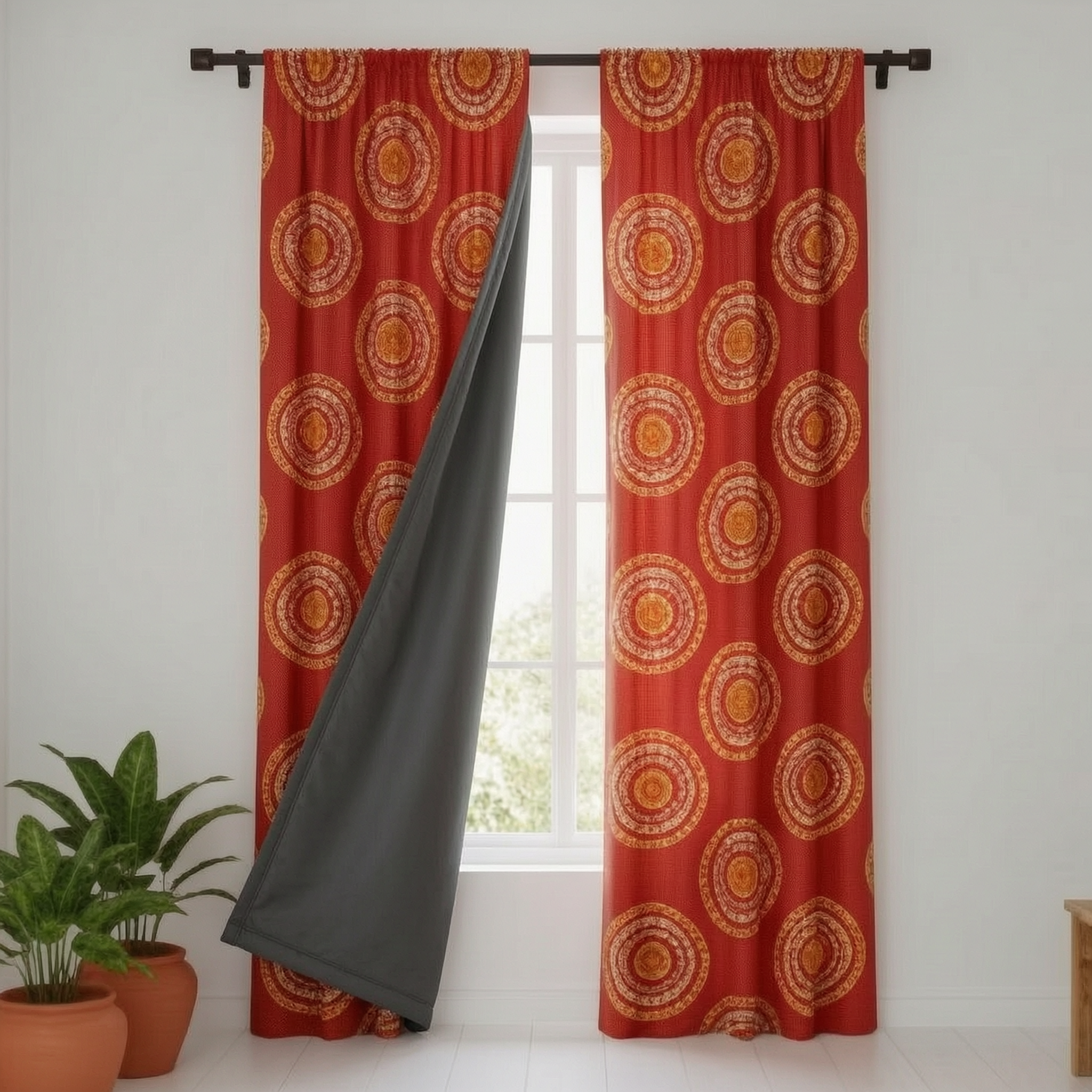 Cotton Light - Bhandani Cirlces - Semi-Blackout Curtains - Pack of 1 Curtain