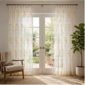 Linen Sheer - Yellow Floral Print - Pack Of 1 Curtain