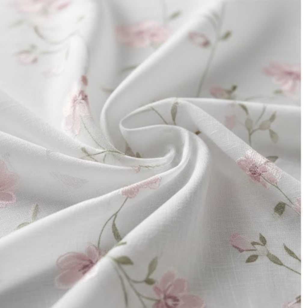 Linen Sheer - Floral patterned Print - Pack Of 1 Curtain