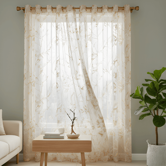 Linen Sheer -  Floral curtains Print - Pack Of 1 Curtain
