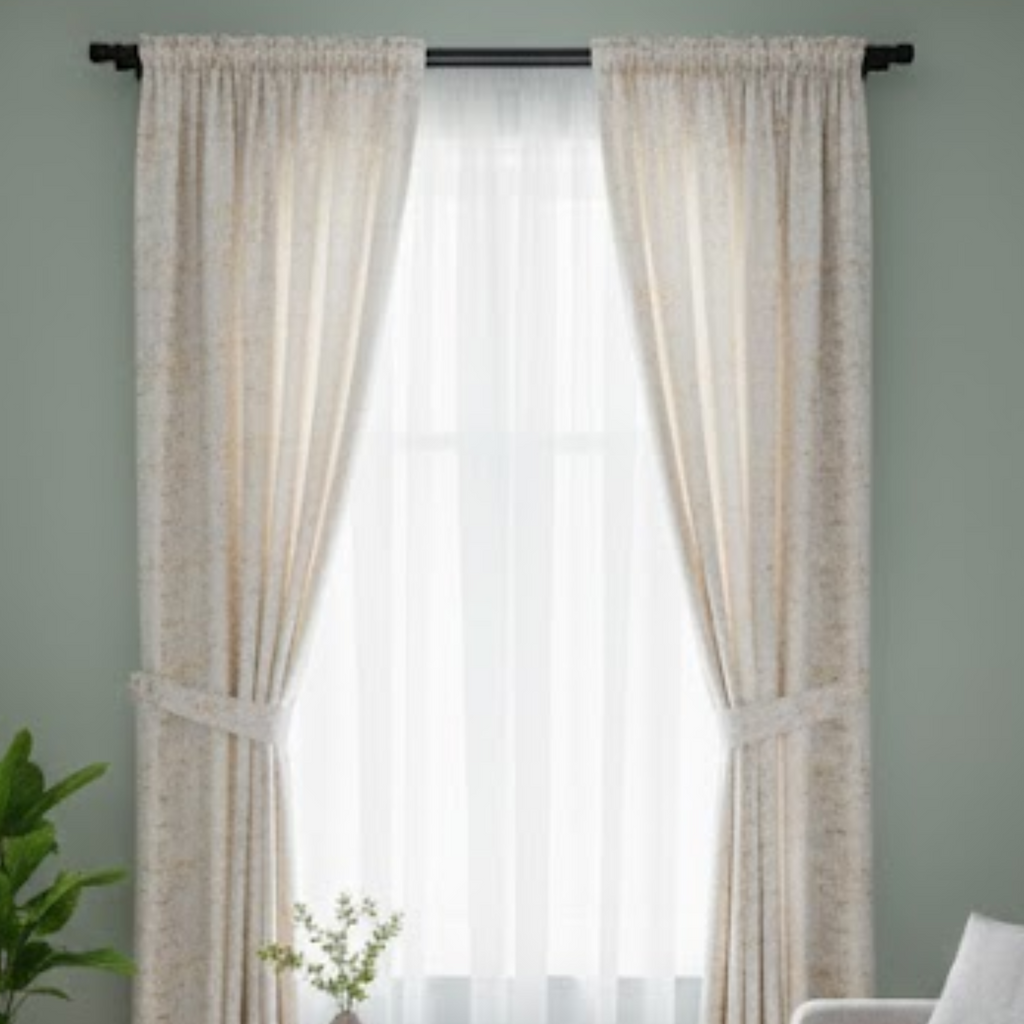 Cotton Light - Golden texture Print Curtains - Pack of 1