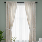 Cotton Light - Golden texture Print Curtains - Pack of 1