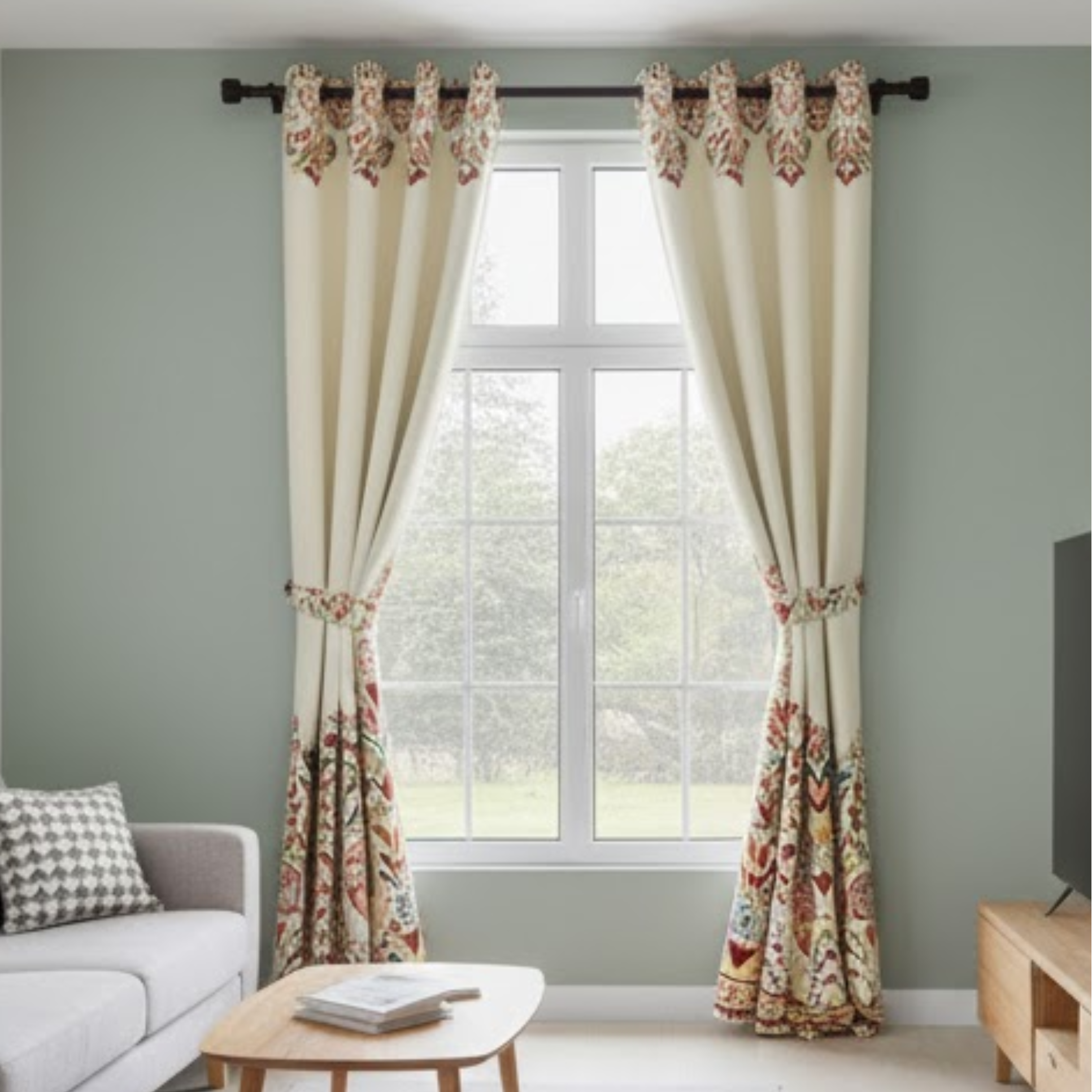 Cotton - Room Darkening Floral Curtains - Pack of 1 Curtain