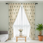 Cotton Light - Light Filtering Palm Tree Print - Pack of 1 Curtain