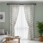 Cotton Light - Livingroom Darkening Floral White Curtains - Pack of 1 Curtain