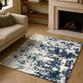 White & Blue Abstract rug design - Square - Premium Wool Carpet