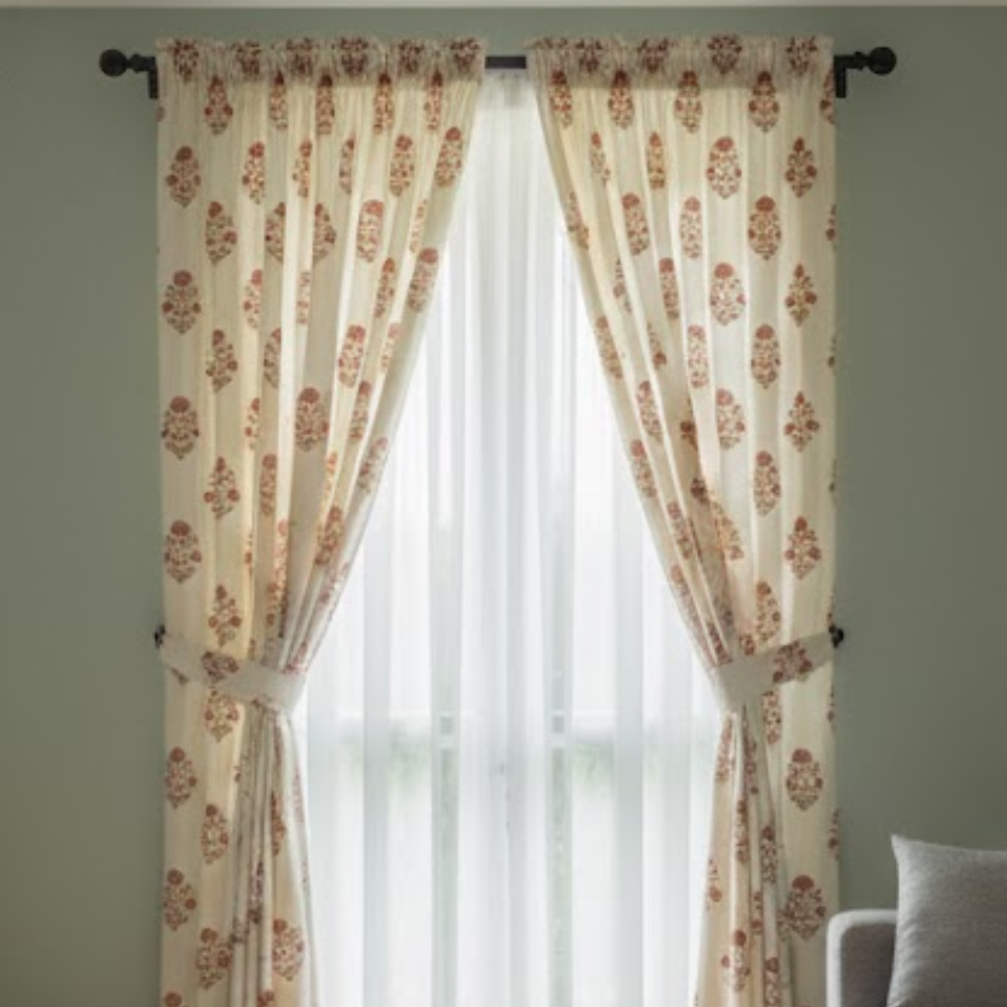 Cotton Light - Room Darkening Floral Curtains - Pack of 1 Curtain
