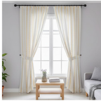 Cotton Light - Light Filtering - Yellow Stripes Curtains - Pack of 1 Curtain