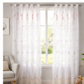 Linen Sheer -  Floral curtains with lace trim Print - Pack Of 1 Curtain