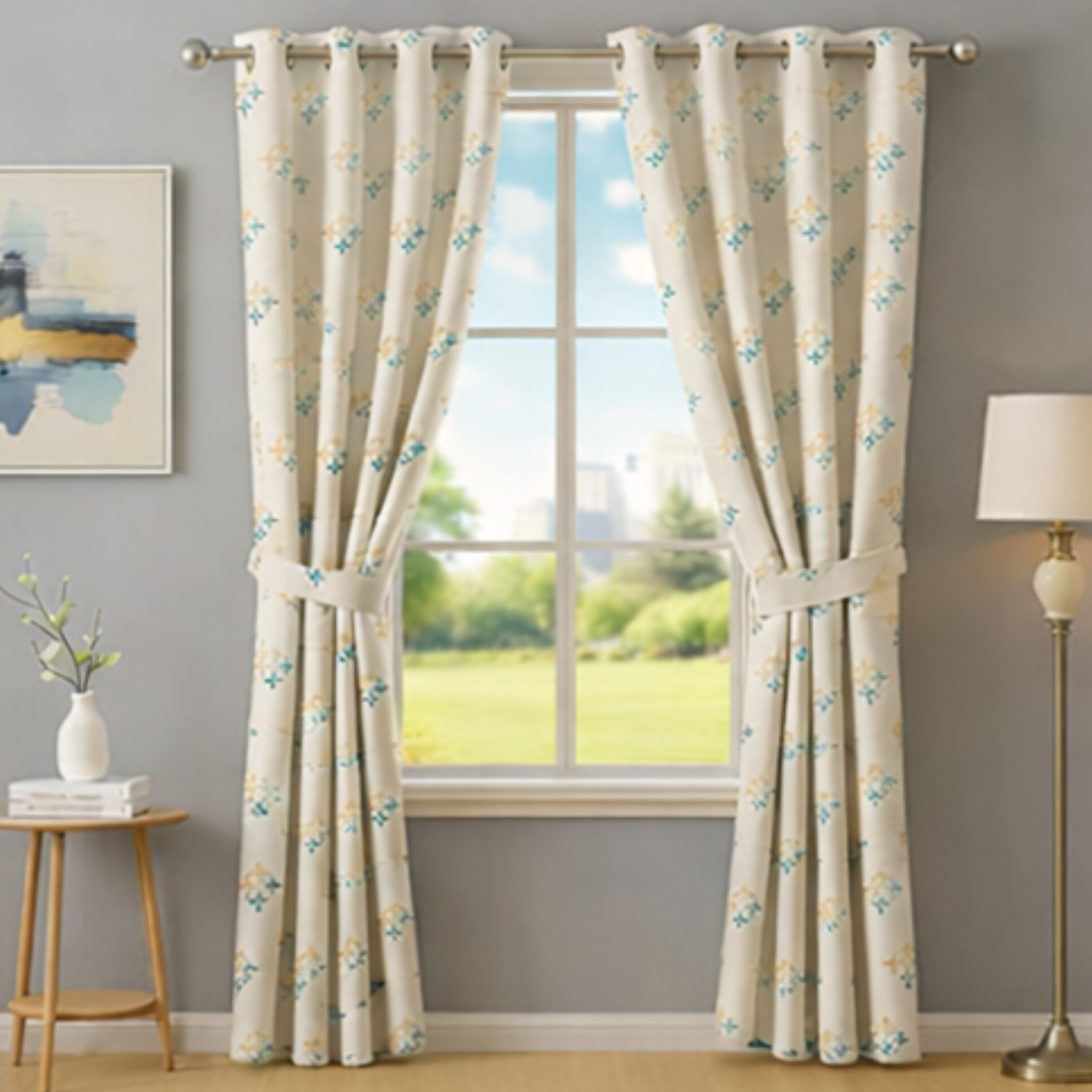 Cotton - Room Darkening Floral Printing Curtains - Pack of 1 Curtain