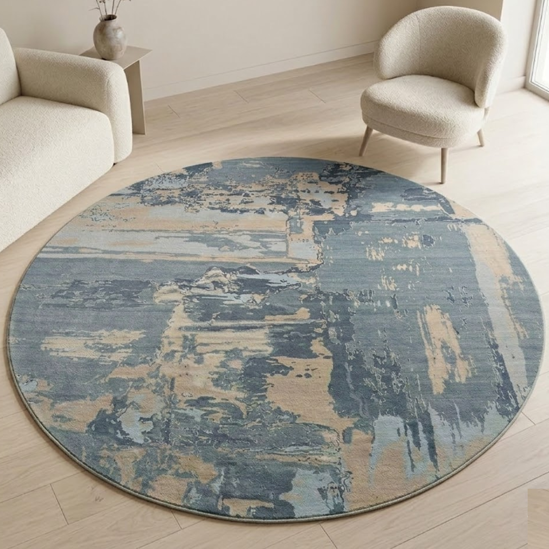 Mixed grey color theme rug - Circle - Premium Wool Carpet