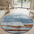 Light blue & brown theme design - Circle - Premium Wool Carpet