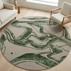 Green & Gray pattern design - Circle - Premium Wool Carpet